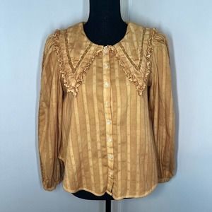 LoveShackFancy William Blouse Hand Dyed Marigold Size XS